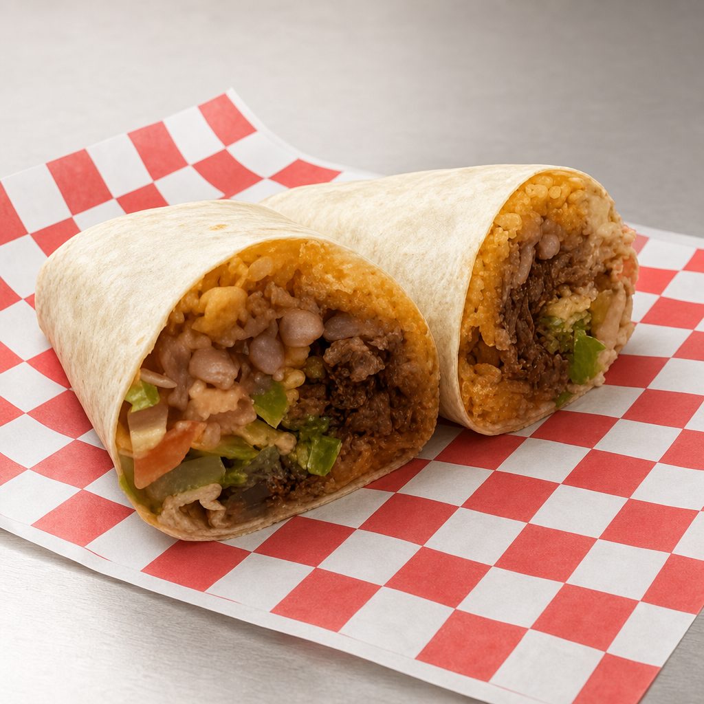 Lunch Barbacoa Burrito.